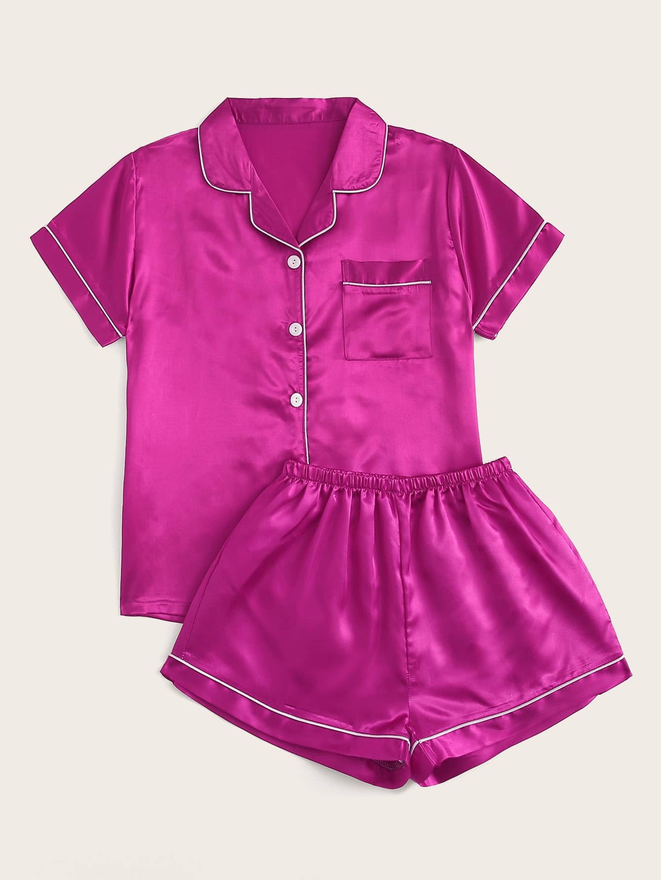 Hot Pink/Baby Blue Satin Pyjama Set