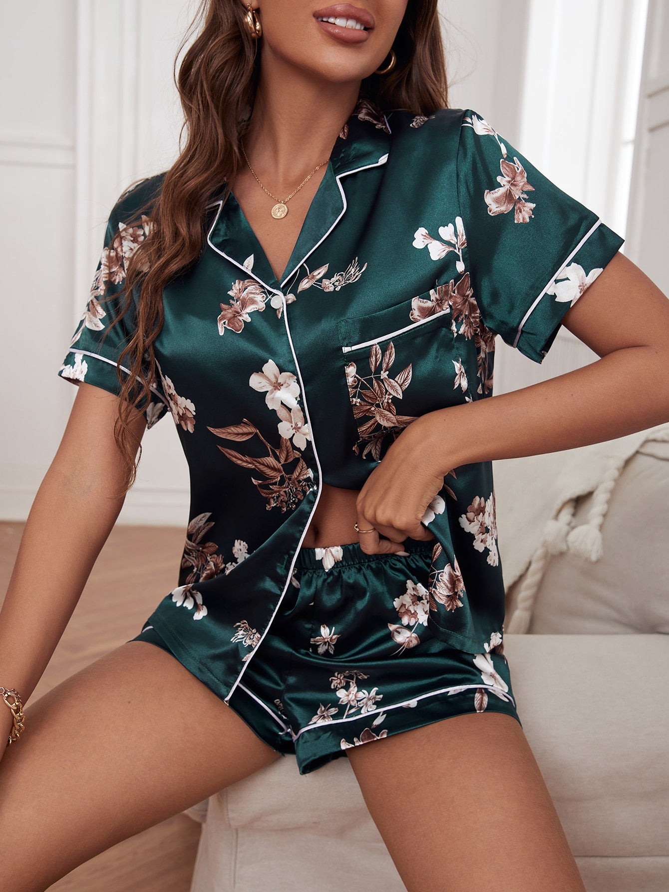 Magnolia Satin Summer Pyjama Set