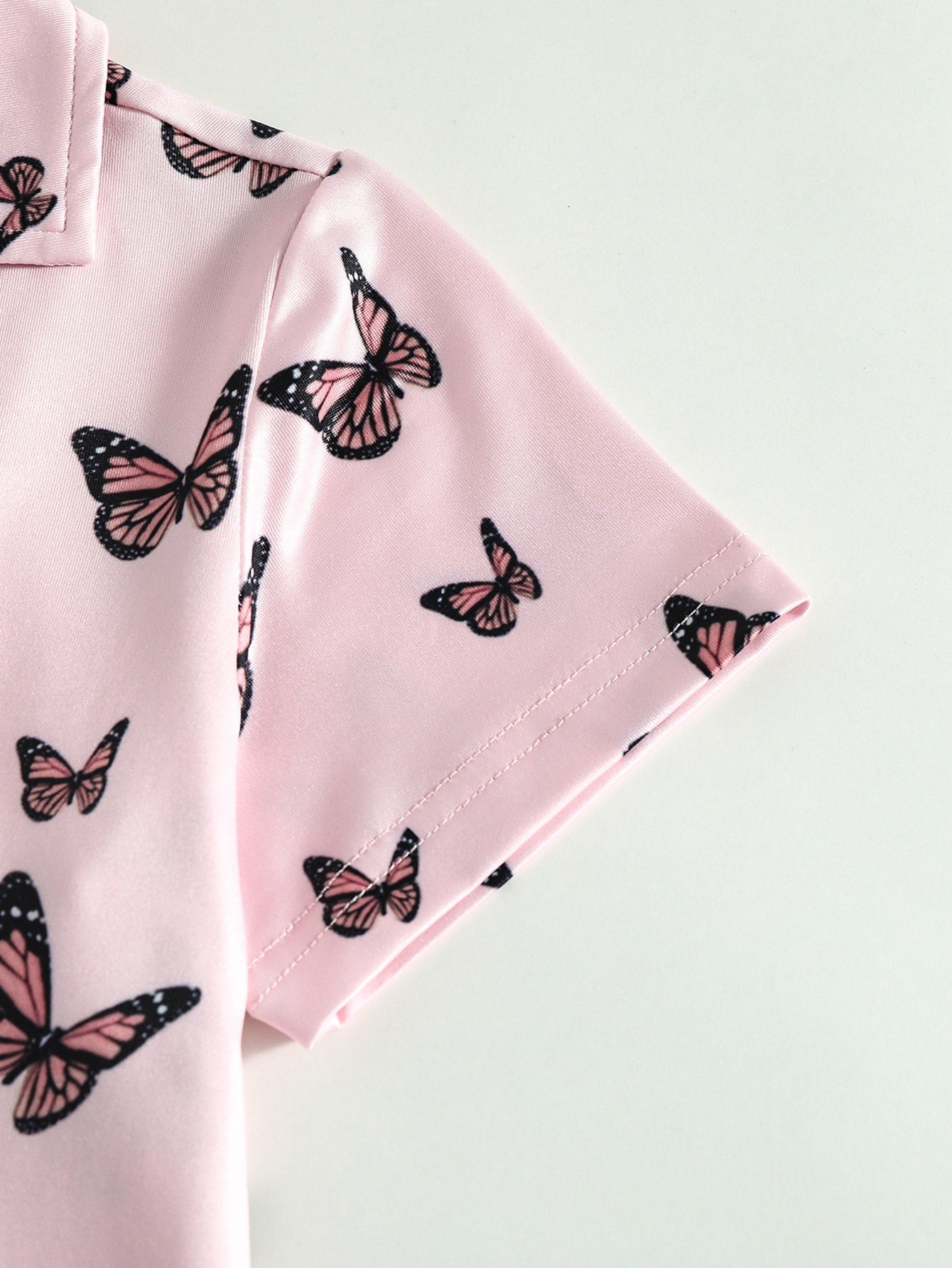 Girls Butterfly Print Satin Pyjama Set