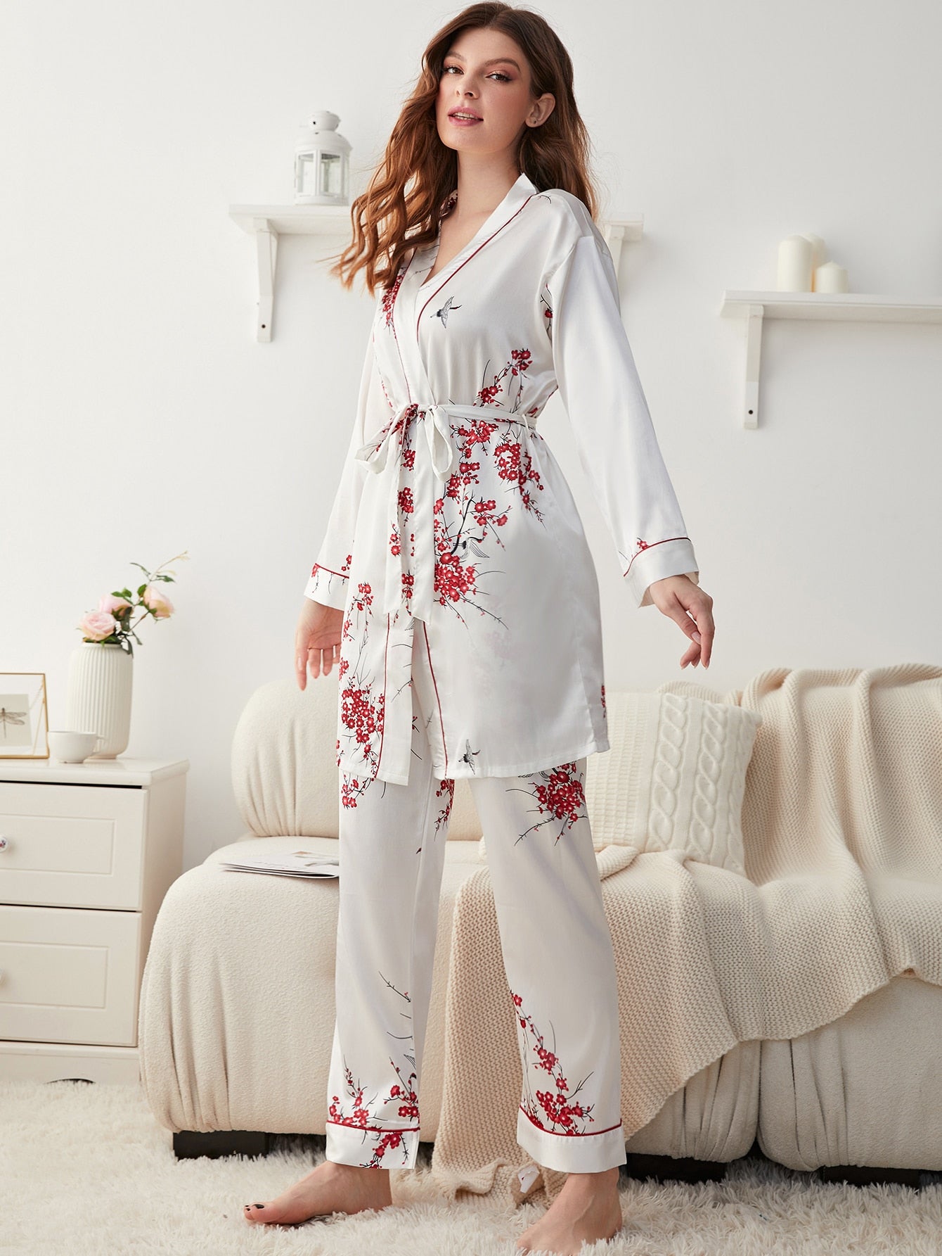 Ladies Winter Pyjamas - Cherry Blossoms – Box Boutique Collection