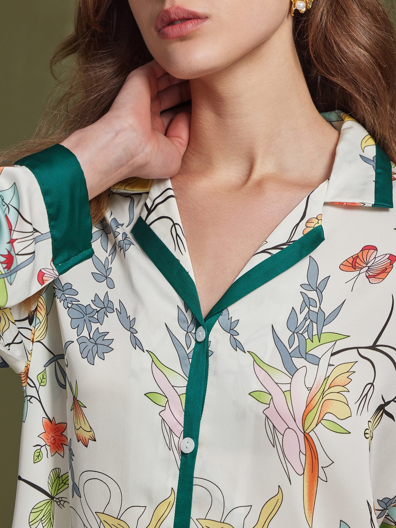 Luxury Flower & Butterfly Print Pyjama Set