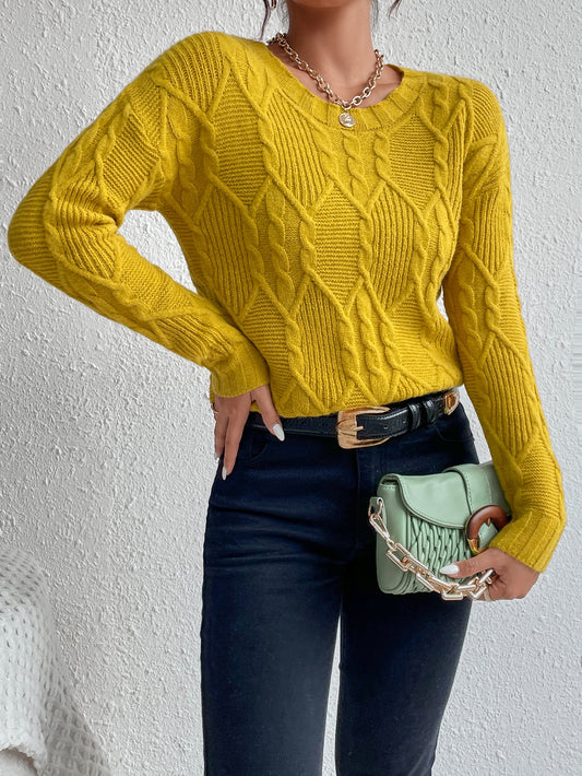 Yellow Cable Knit Sweater