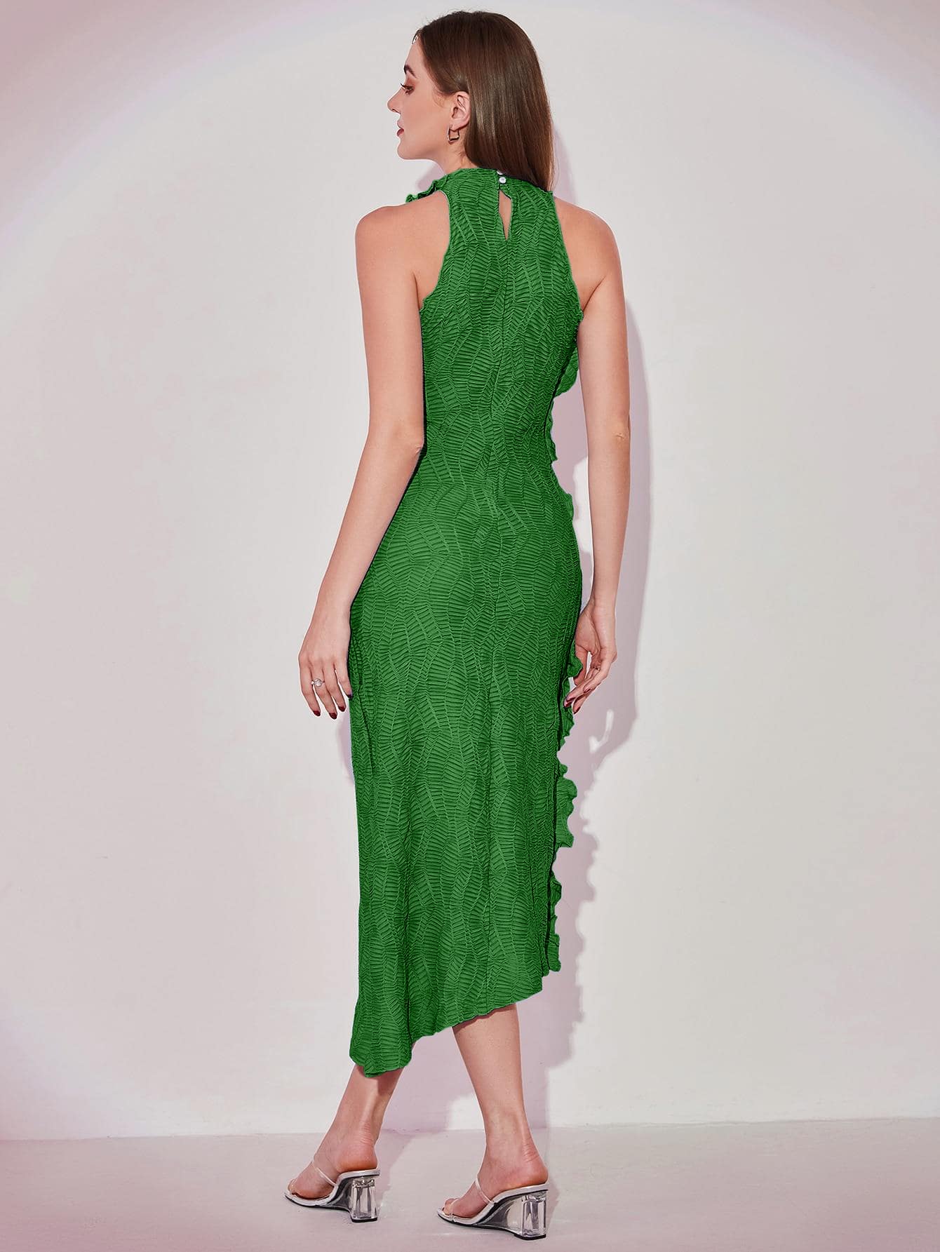 Lettuce Trim Textured Dress