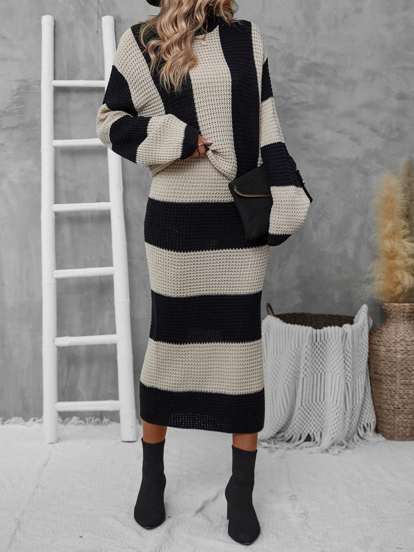 Drop Shoulder Sweater Knit Dress
